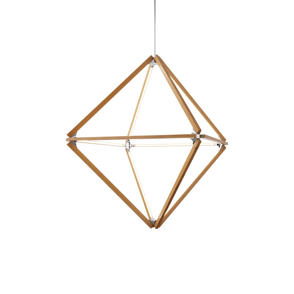 Diamond Middle LED Pendant Light in Water Tower Redwood/Brushed Nickel.