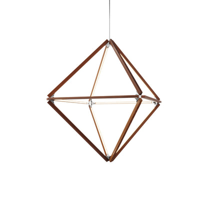 Diamond Middle LED Pendant Light in Water Tower Redwood/Polished Nickel.