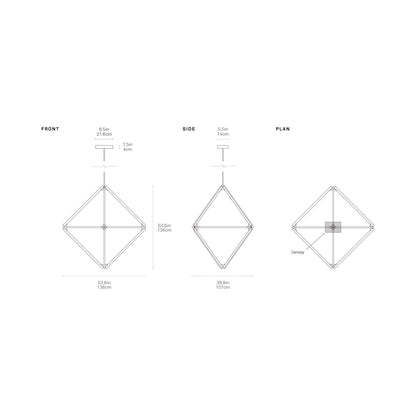 Diamond Middle LED Pendant Light - line drawing.