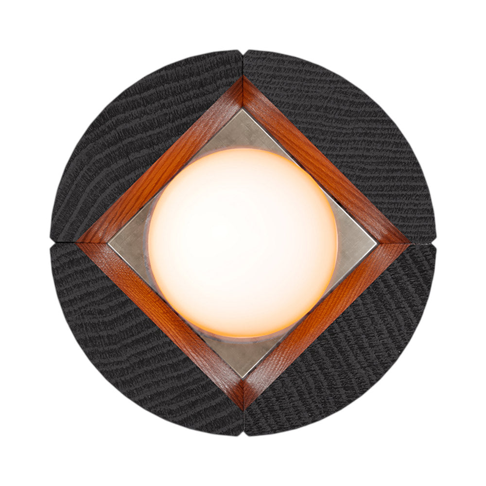 Dot Single Wall Light in Black Salvaged NYC Pin Oak.