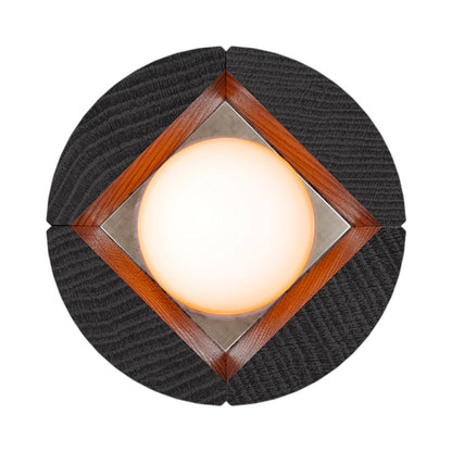 Dot Single Wall Light in Black Salvaged NYC Pin Oak.