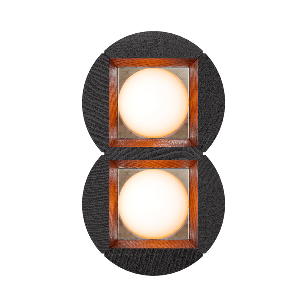 Dot Wall Light in Black Salvaged NYC Pin Oak (2-Light).