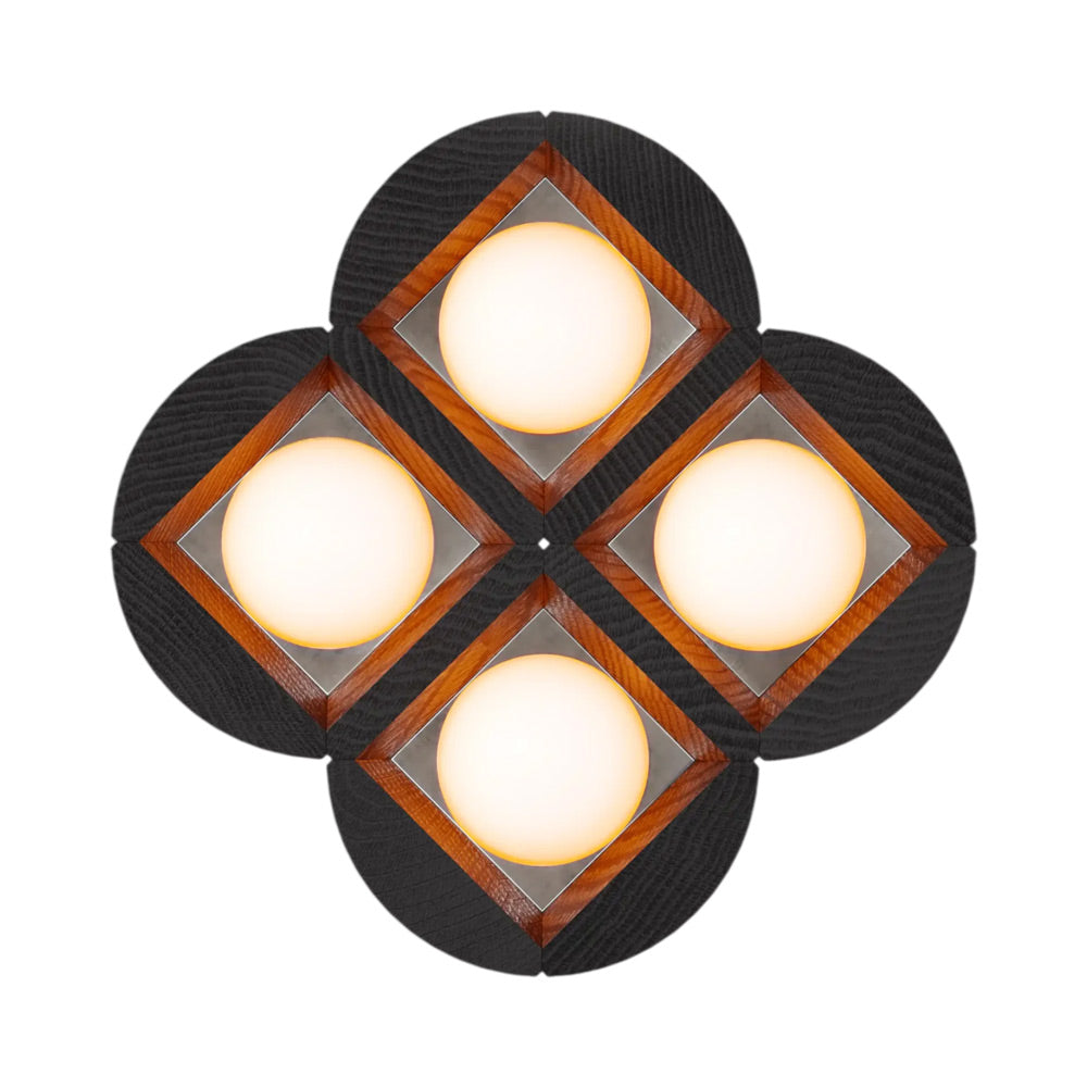Dot Wall Light in Black Salvaged NYC Pin Oak (4-Light).