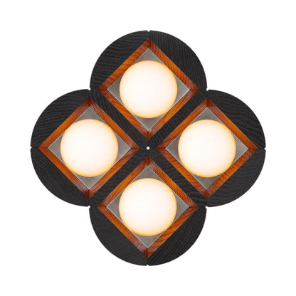 Dot Wall Light in Black Salvaged NYC Pin Oak (4-Light).