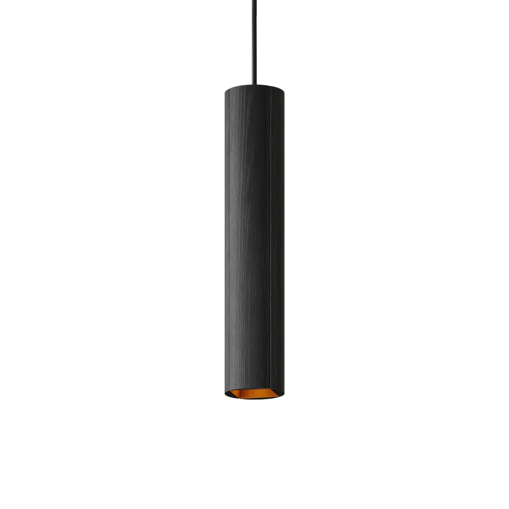 Pillar 20-Inch Pendant Light in Black Salvaged NYC Pin Oak/Matte Black/Corded.