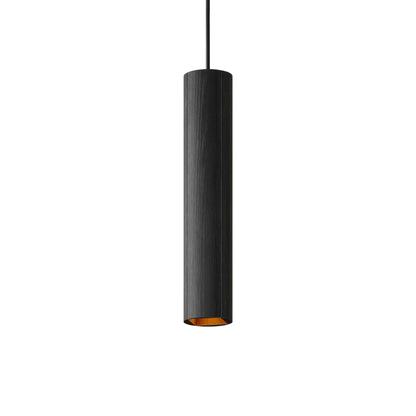 Pillar 20-Inch Pendant Light in Black Salvaged NYC Pin Oak/Matte Black/Corded.