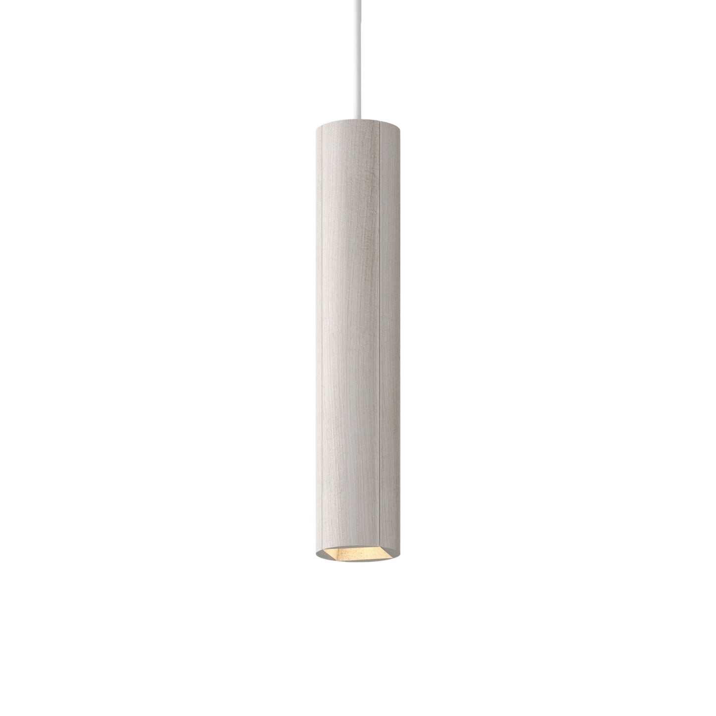 Pillar 20-Inch Pendant Light in White Salvaged NYC Pin Oak/White/Corded.
