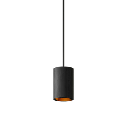 Pillar 6-Inch Pendant Light in Black Salvaged NYC Pin Oak (Matte Black/Corded).