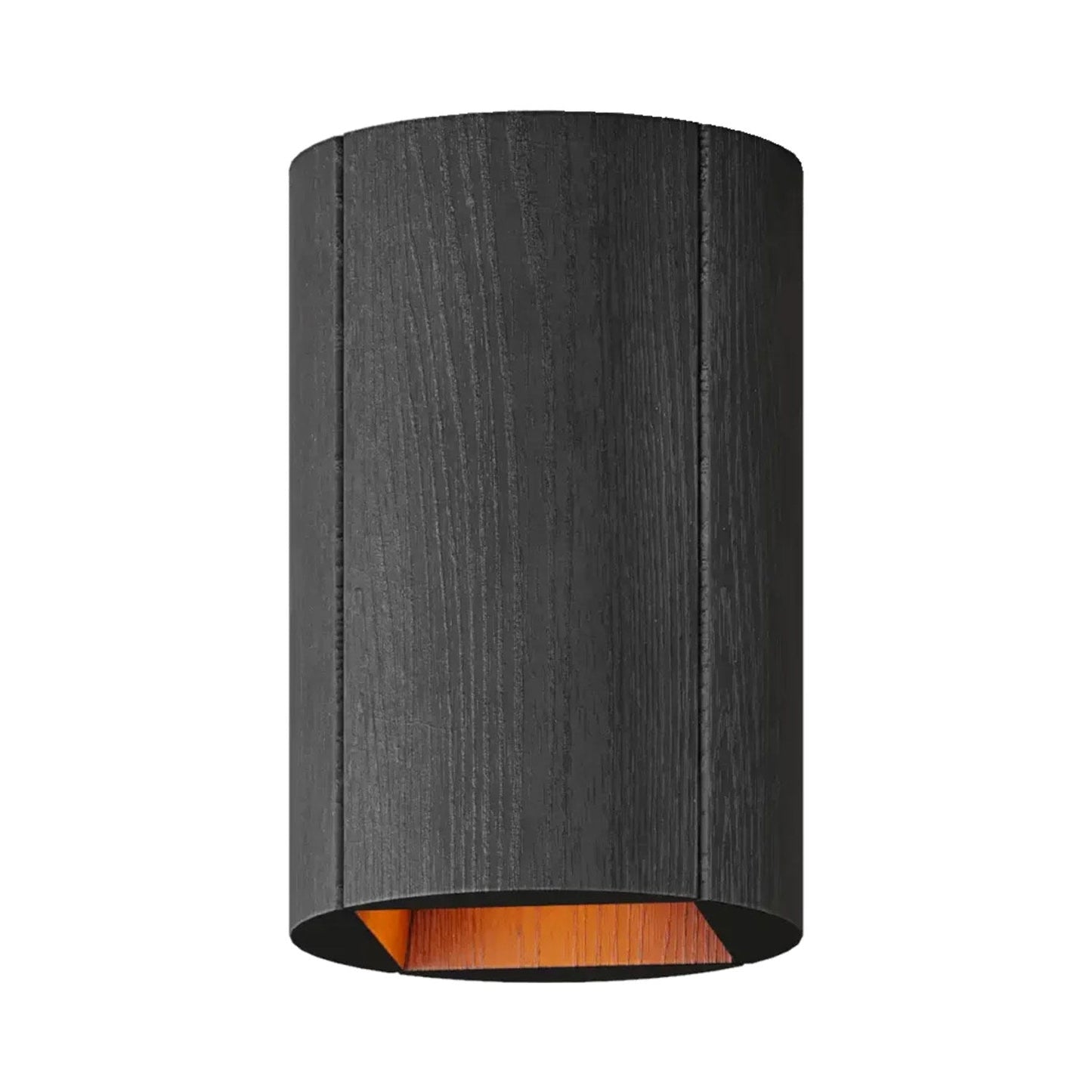 Pillar Flush Mount Ceiling Light in Black Salvaged NYC Pin Oak.