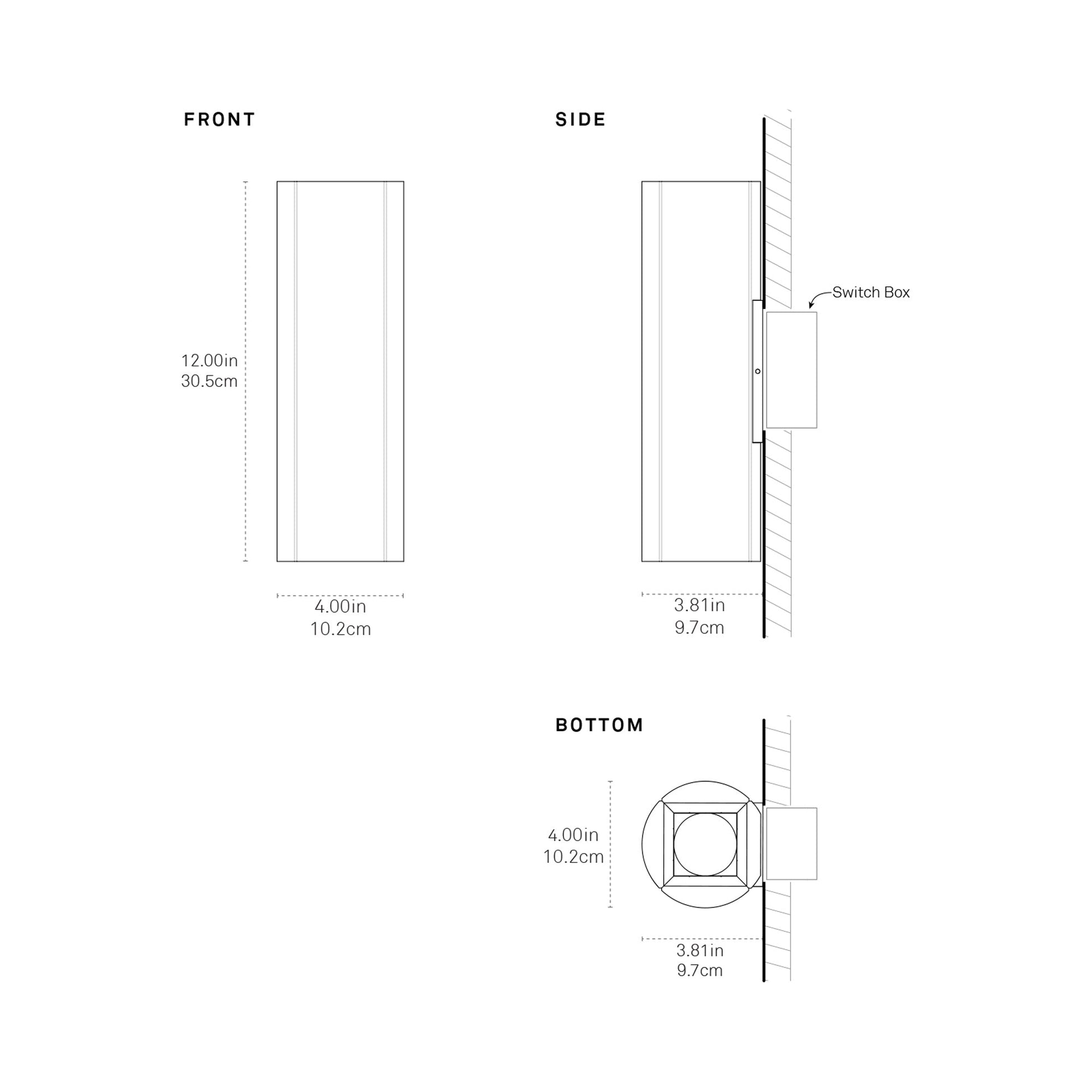 Pillar Wall Light - line drawing.