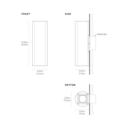 Pillar Wall Light - line drawing.