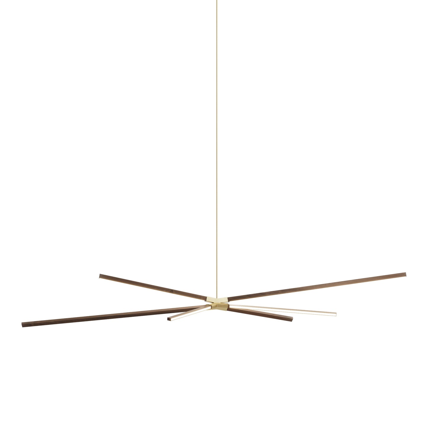 Skybang Big LED Pendant Light in American Walnut/Brushed Brass.