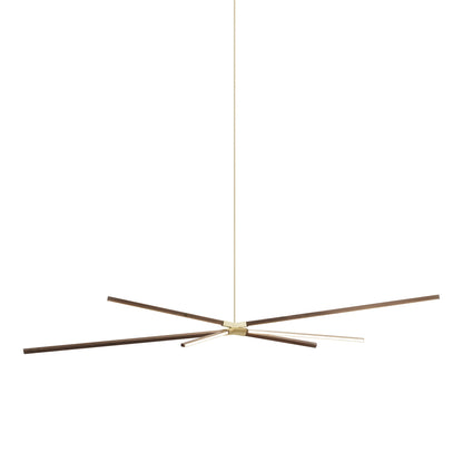Skybang Big LED Pendant Light in American Walnut/Brushed Brass.