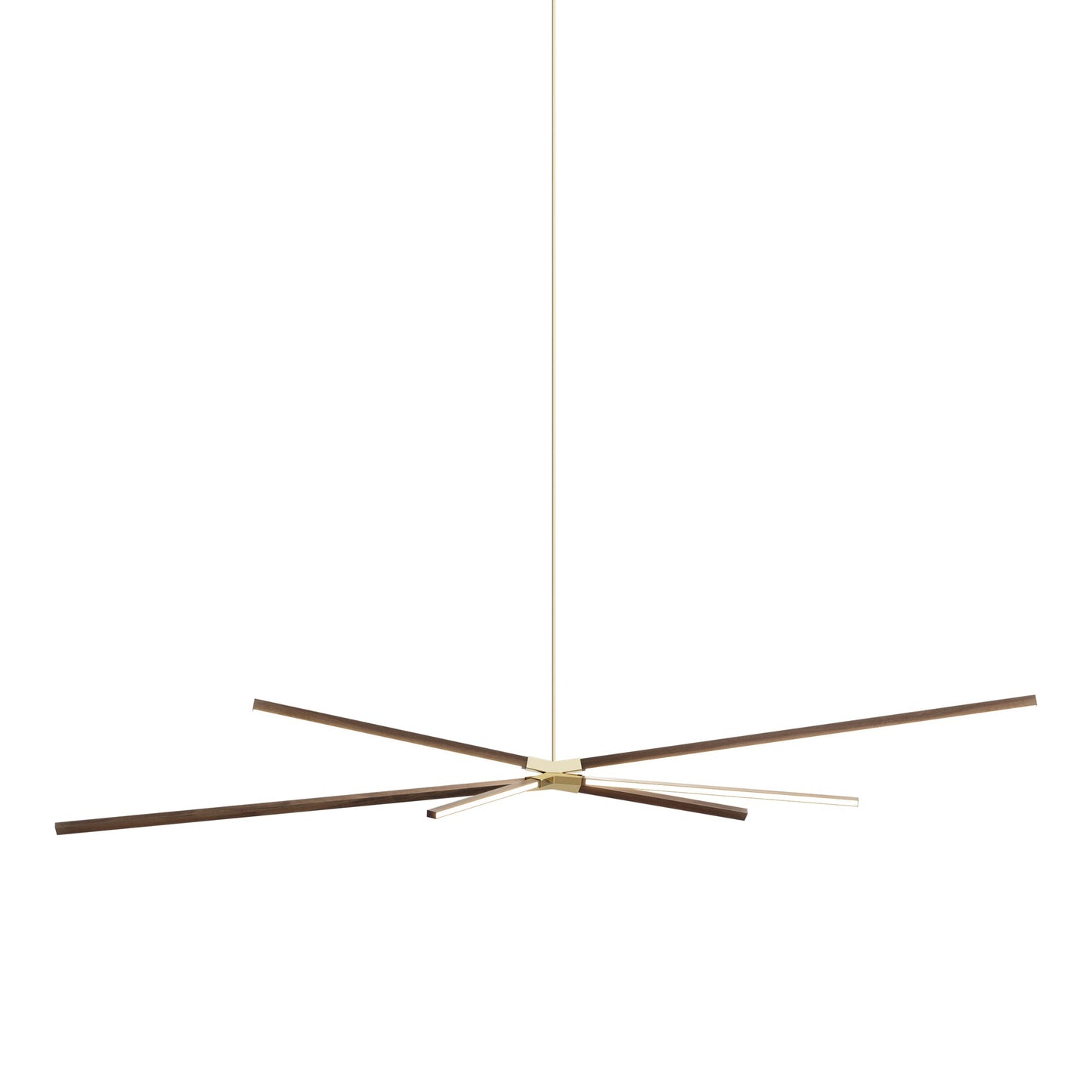 Skybang Big LED Pendant Light in American Walnut/Polished Brass.