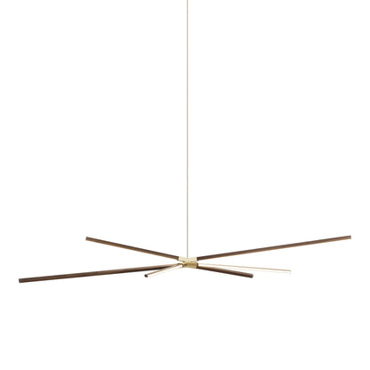 Skybang Big LED Pendant Light in American Walnut/Polished Brass.