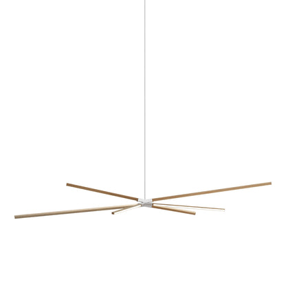 Skybang Big LED Pendant Light in Clear White Oak/Brushed Brass.