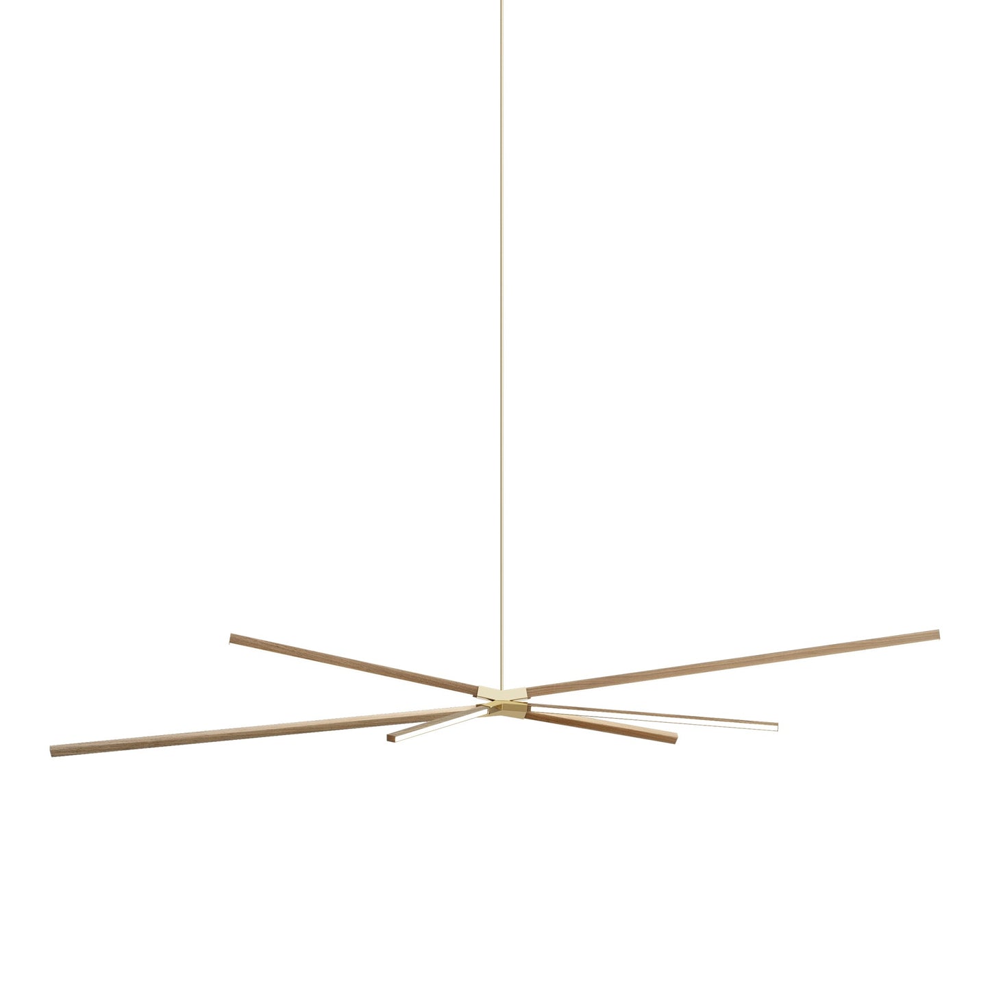 Skybang Big LED Pendant Light in Clear White Oak/Polished Brass.