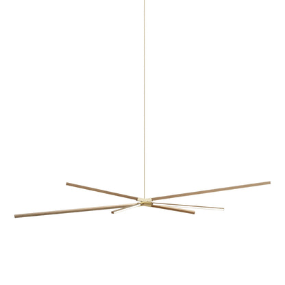 Skybang Big LED Pendant Light in Clear White Oak/Polished Brass.