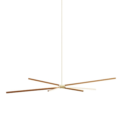 Skybang Big LED Pendant Light in Heart Pine (Reclaimed)/Brushed Brass.