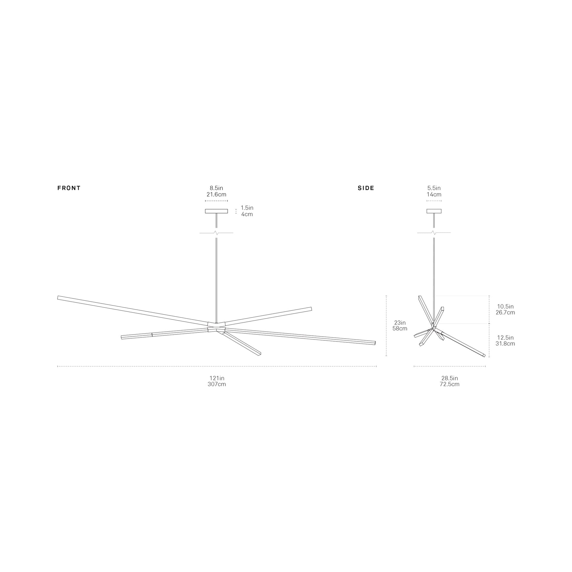 Skybang Big LED Pendant Light - line drawing.