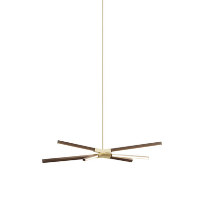 Skybang Little LED Pendant Light in American Walnut (Brushed Brass).