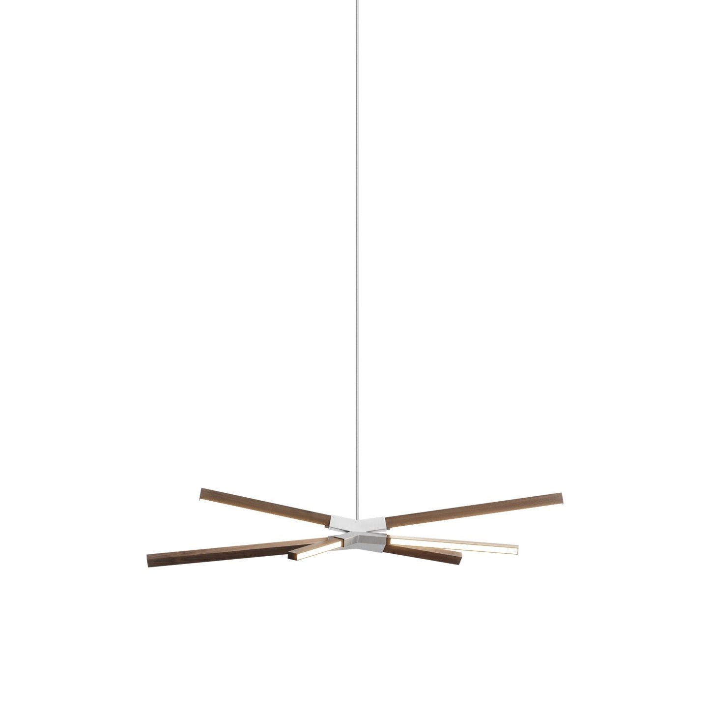 Skybang Little LED Pendant Light in American Walnut (Brushed Nickel).