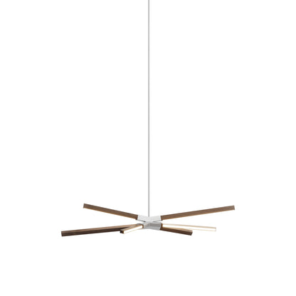 Skybang Little LED Pendant Light in American Walnut (Brushed Nickel).