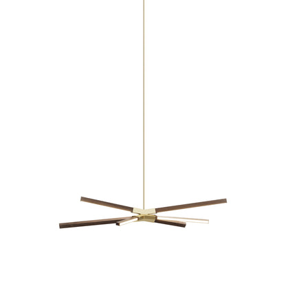 Skybang Little LED Pendant Light in American Walnut (Polished Brass).