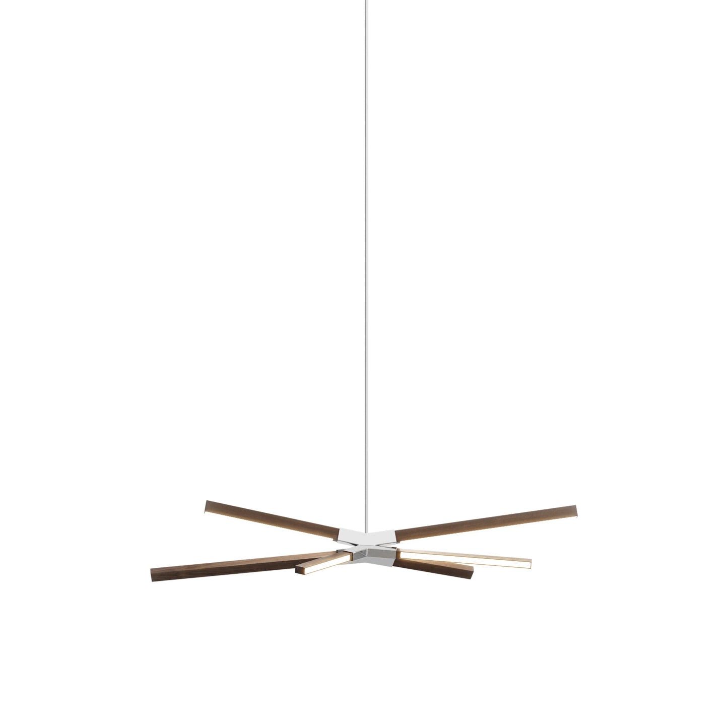 Skybang Little LED Pendant Light in American Walnut (Polished Nickel).
