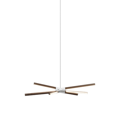 Skybang Little LED Pendant Light in American Walnut (Polished Nickel).