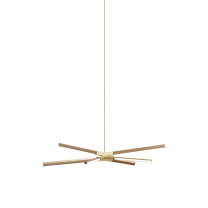 Skybang Little LED Pendant Light in Clear White Oak (Brushed Brass).