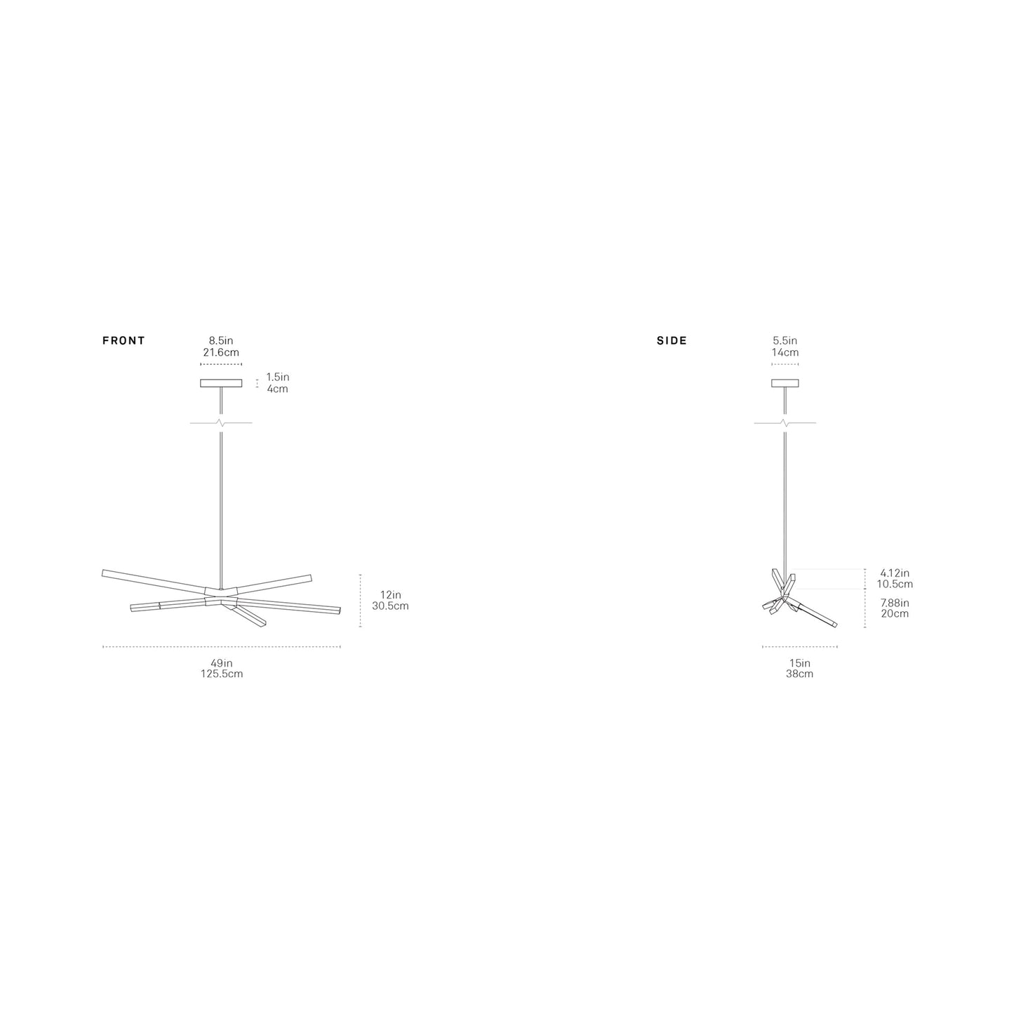 Skybang Little LED Pendant Light - line drawing.