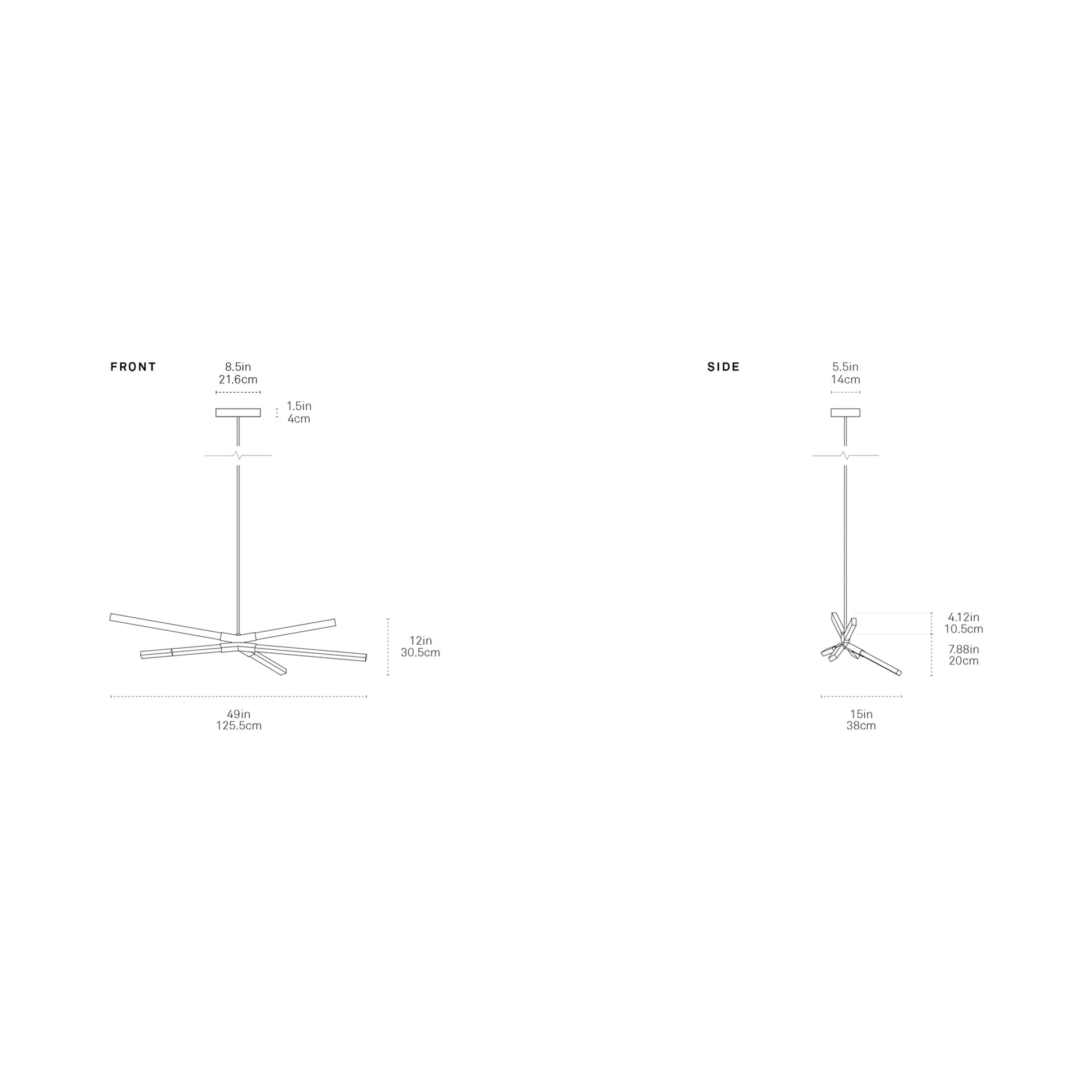 Skybang Little LED Pendant Light - line drawing.