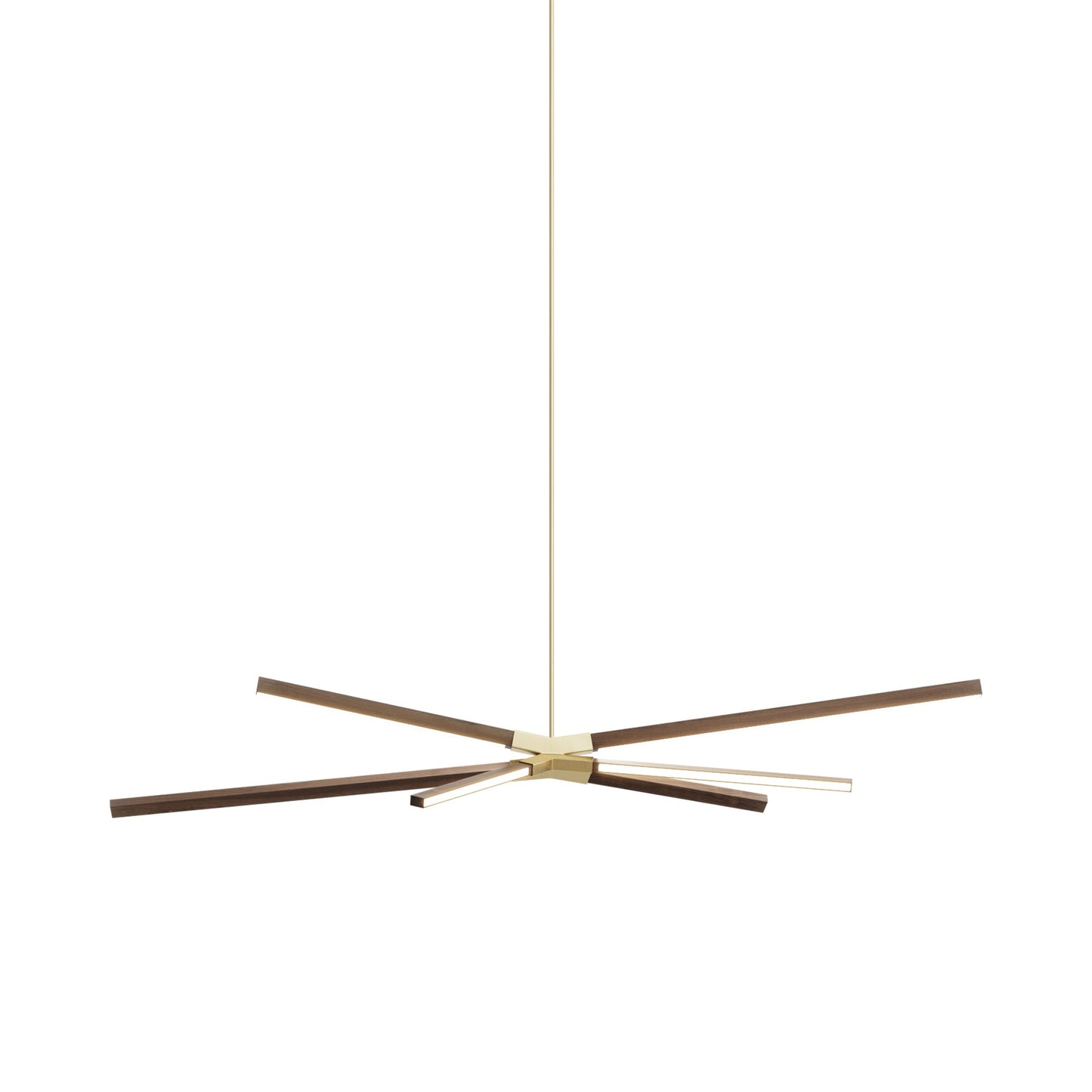 Skybang Middle LED Pendant Light in American Walnut/Brushed Brass.