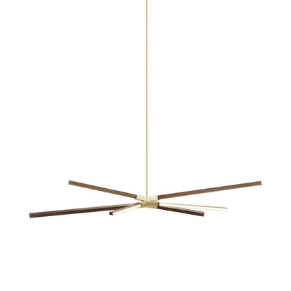 Skybang Middle LED Pendant Light in American Walnut/Brushed Brass.