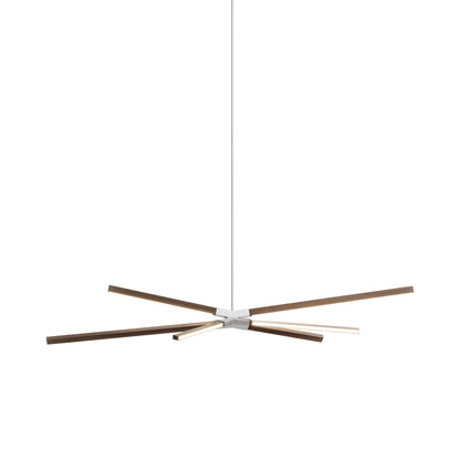 Skybang Middle LED Pendant Light in American Walnut/Brushed Nickel.
