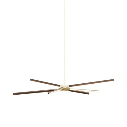 Skybang Middle LED Pendant Light in American Walnut/Polished Brass.