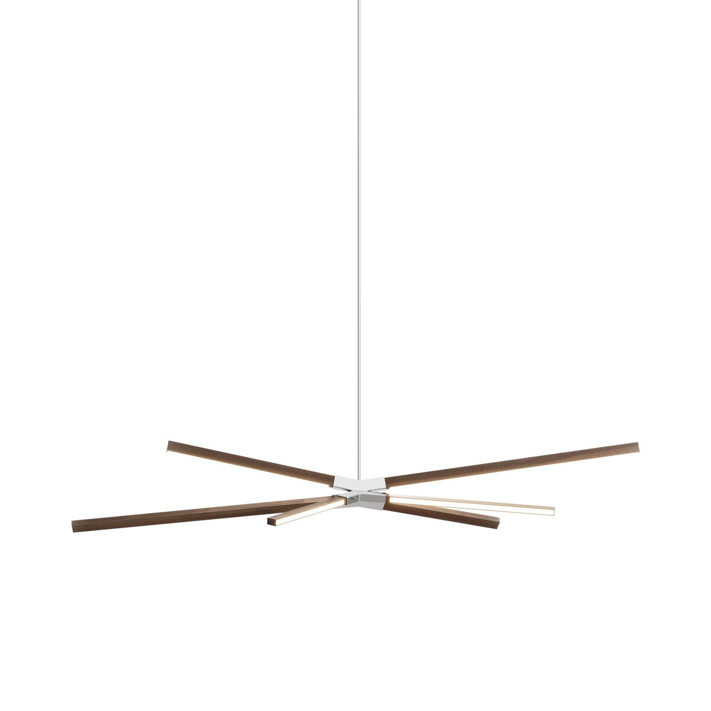 Skybang Middle LED Pendant Light in American Walnut/Polished Nickel.