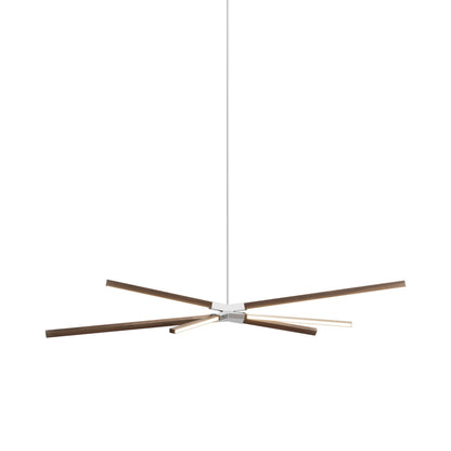 Skybang Middle LED Pendant Light in American Walnut/Polished Nickel.
