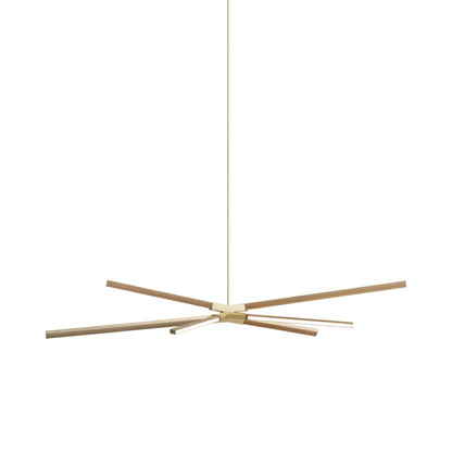 Skybang Middle LED Pendant Light in Clear White Oak/Brushed Brass.