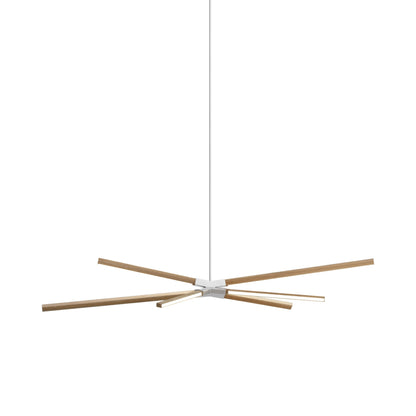 Skybang Middle LED Pendant Light in Clear White Oak/Brushed Nickel.