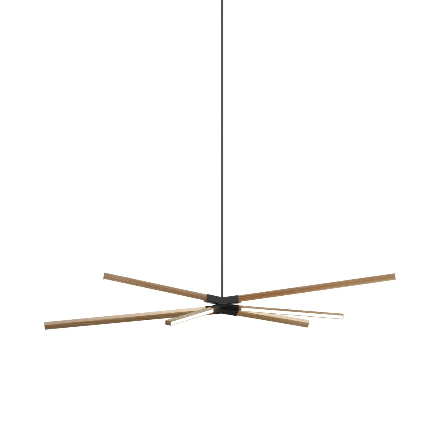 Skybang Middle LED Pendant Light in Clear White Oak/Matte Black.