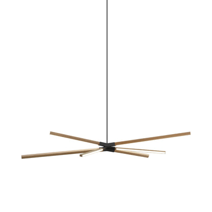 Skybang Middle LED Pendant Light in Clear White Oak/Matte Black.