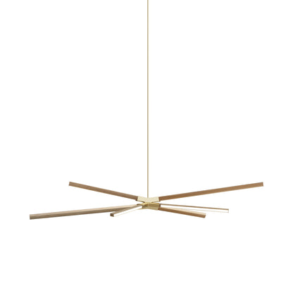 Skybang Middle LED Pendant Light in Clear White Oak/Polished Brass.