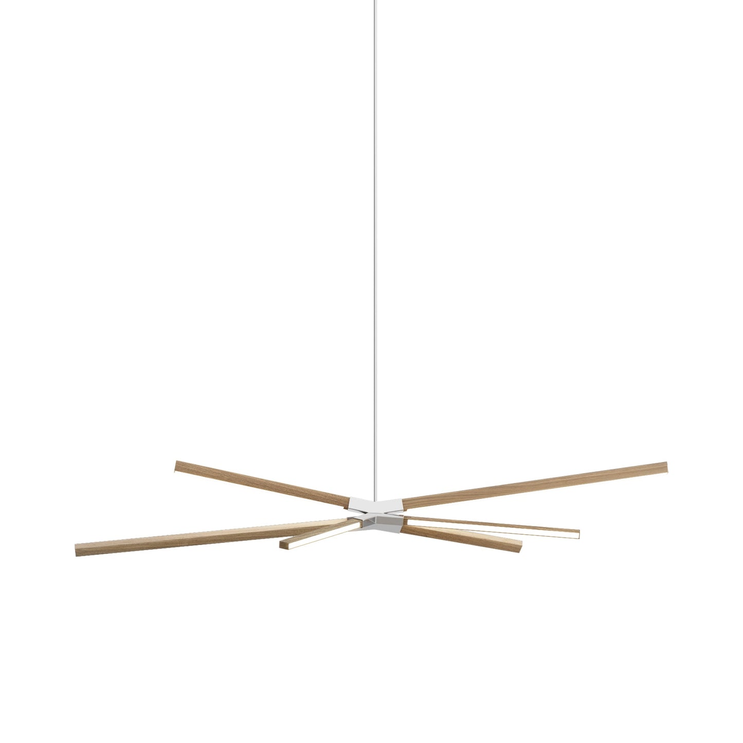 Skybang Middle LED Pendant Light in Clear White Oak/Polished Nickel.