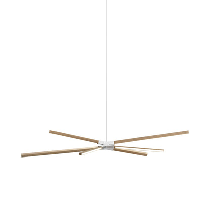 Skybang Middle LED Pendant Light in Clear White Oak/Polished Nickel.
