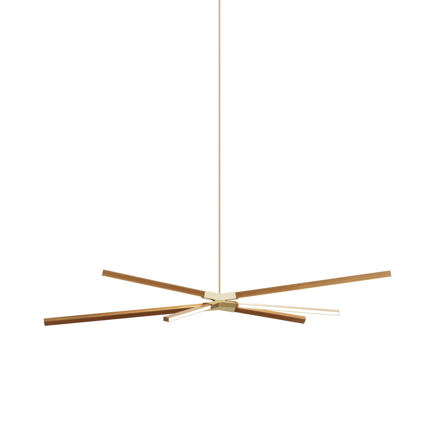 Skybang Middle LED Pendant Light in Heart Pine (Reclaimed)/Polished Brass.