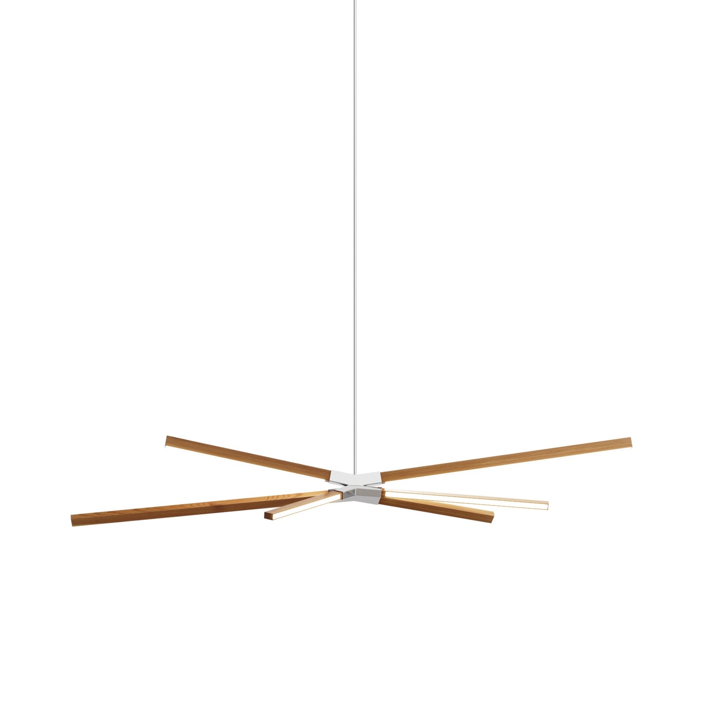 Skybang Middle LED Pendant Light in Heart Pine (Reclaimed)/Polished Nickel.