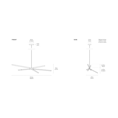 Skybang Middle LED Pendant Light - line drawing.