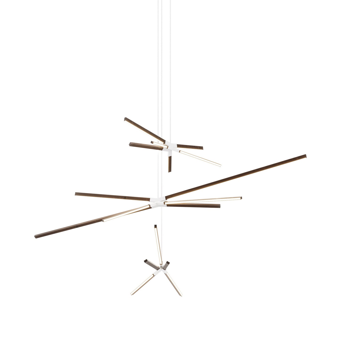 Skybang Multi Light LED Chandelier in American Walnut/White.